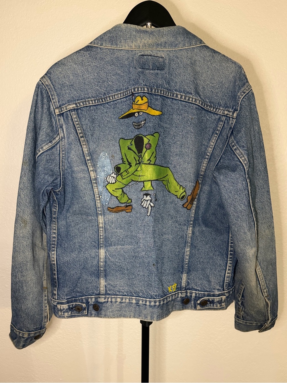 Vintage 1980s Levi's Trucker Jacket Hand Painted Do-Dah Man Grateful Dead